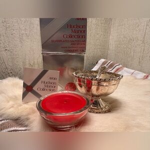 Avon Hudson Manor Silverplated Salt Cellar with Red Candle